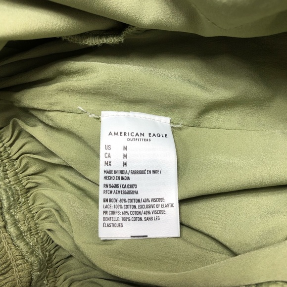 AEO Cotton Blend Green  Adjustable Straps Pockets Embroidered V Neck Romper M - Picture 9 of 15